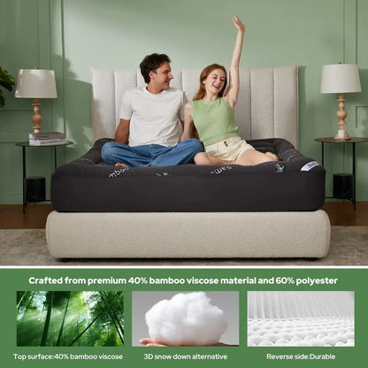 🔥 Bamboo Cooling Mattress Topper Back Pain Relieve