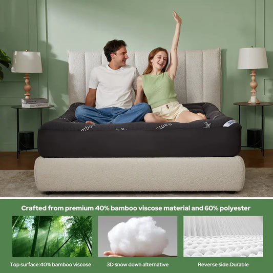 🌈 Bamboo Cooling Mattress Topper Back Pain Relieve