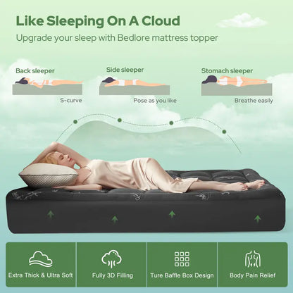 🔥 Bamboo Cooling Mattress Topper Back Pain Relieve
